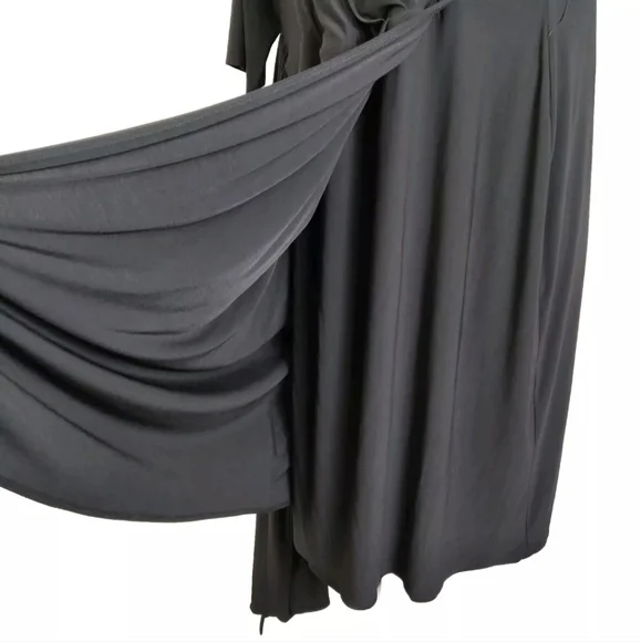 IGIGI Solid Black Stretchy Faux Wrap Dress Formal Cocktail Plus Size 18/20 - Picture 10 of 14
